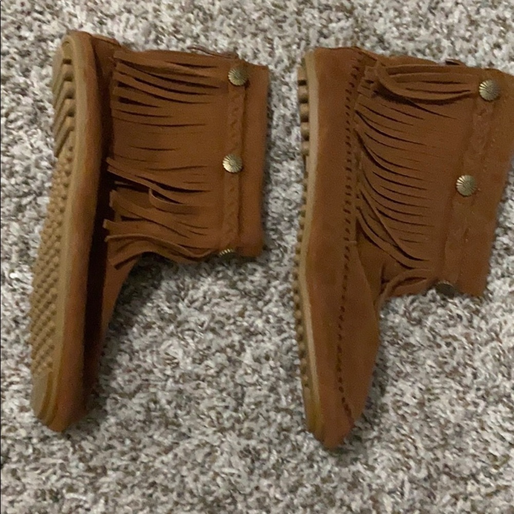Brown faux moccasins